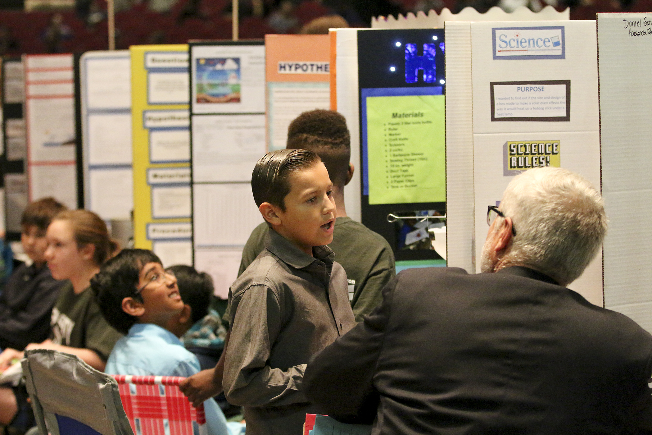 Children showing projects at the Kern County Science Fair