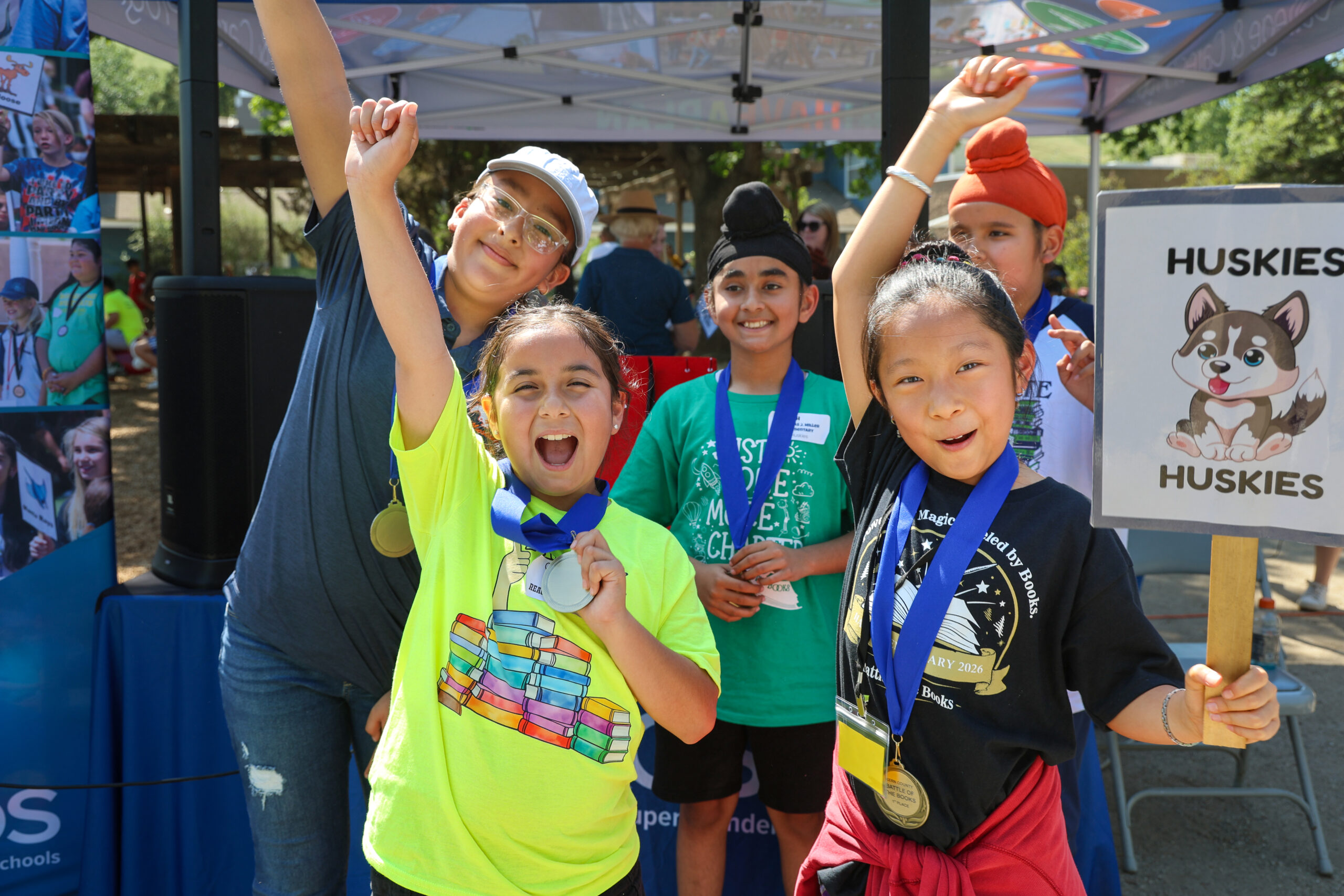 Students participating in Battle of the Books.