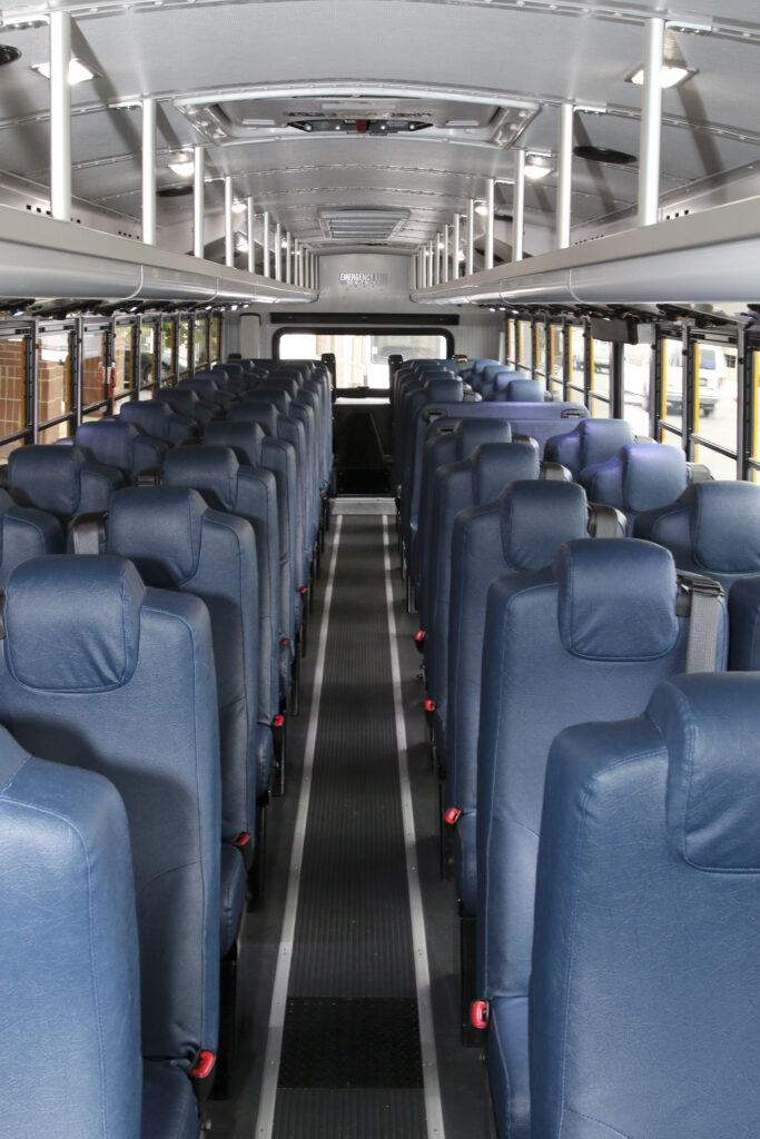 Inside view of seats on KCSOS school bus